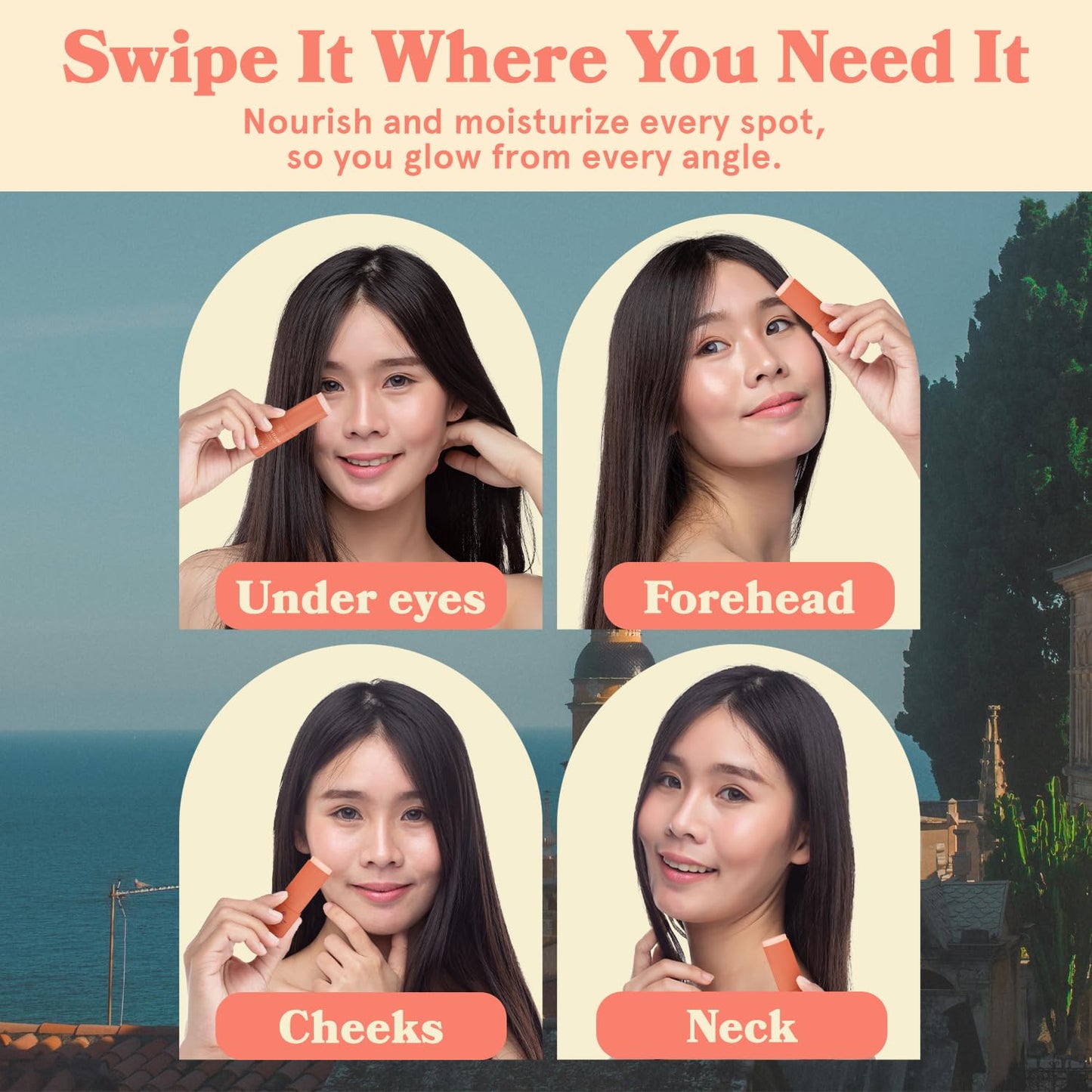 LE GUSHE All-in-One Face Balm Stick - Under Eye Brightener, Anti-Aging Under Eye Balm Stick with Salmon Roe Extract & Collagen - For Fine Lines & Wrinkles - Use on Face, Forehead, Neck