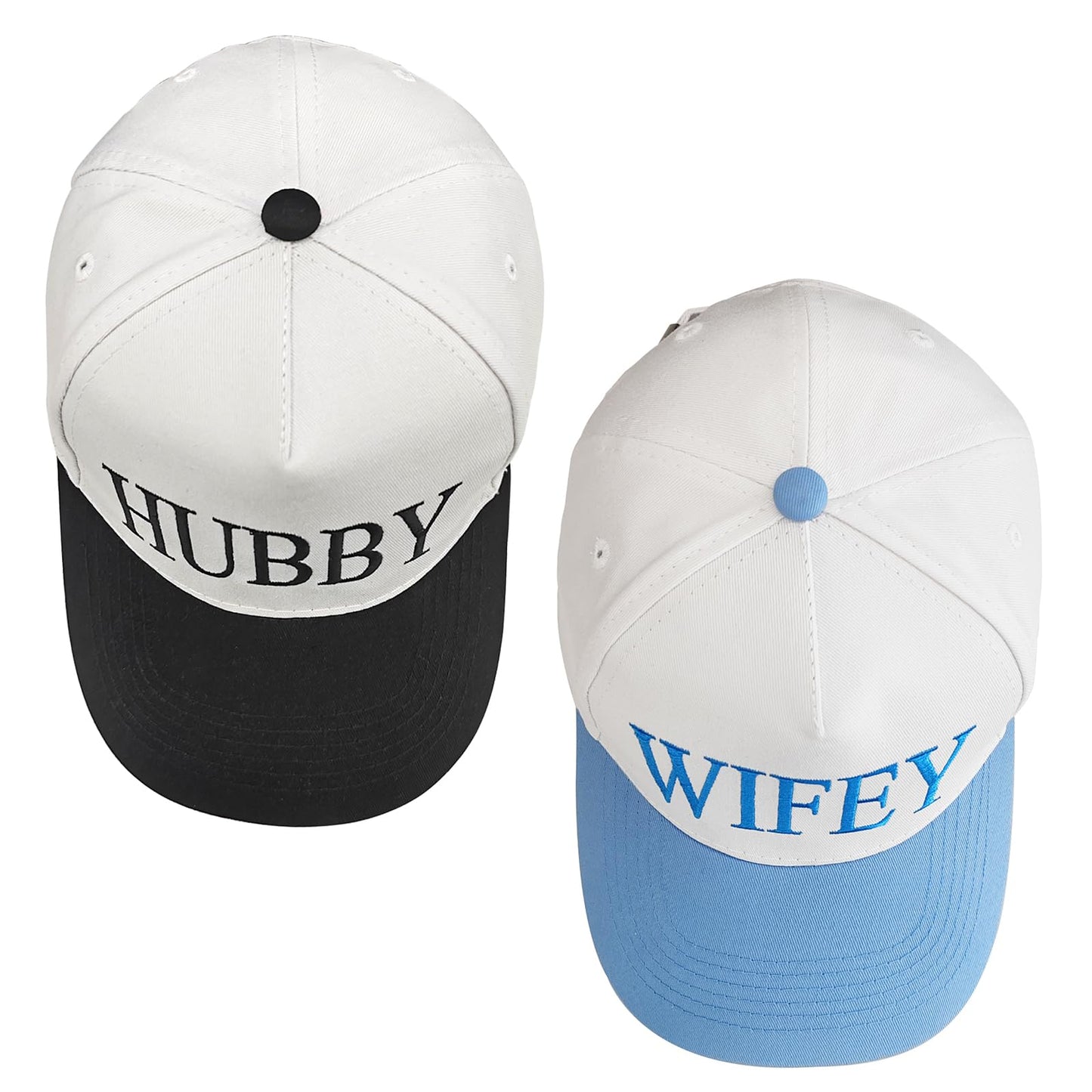 Hubby and Wifey Hat for Wedding Gifts for Couples, Adjustable Husband and Wife Hat for Wedding Engagement Bridal Shower Honeymoon Anniversary for Newlyweds Couple
