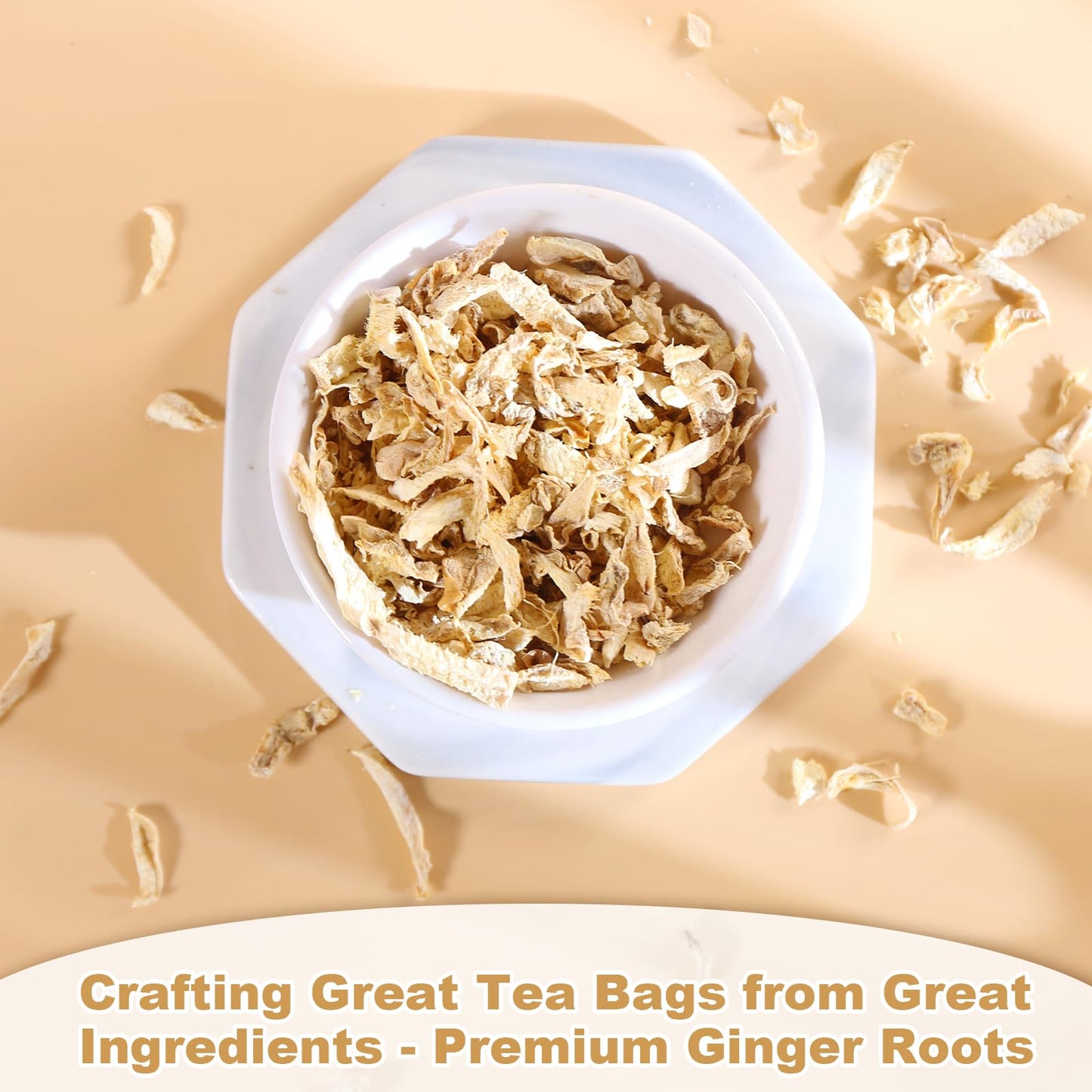 FullChea - Ginger Tea Bags, 50 Teabags, 2g/bag - Premium Ginger Root Tea Bag - Warm & Spicy - Non-GMO - Caffeine-free - Support Digestion & Boost Immunity