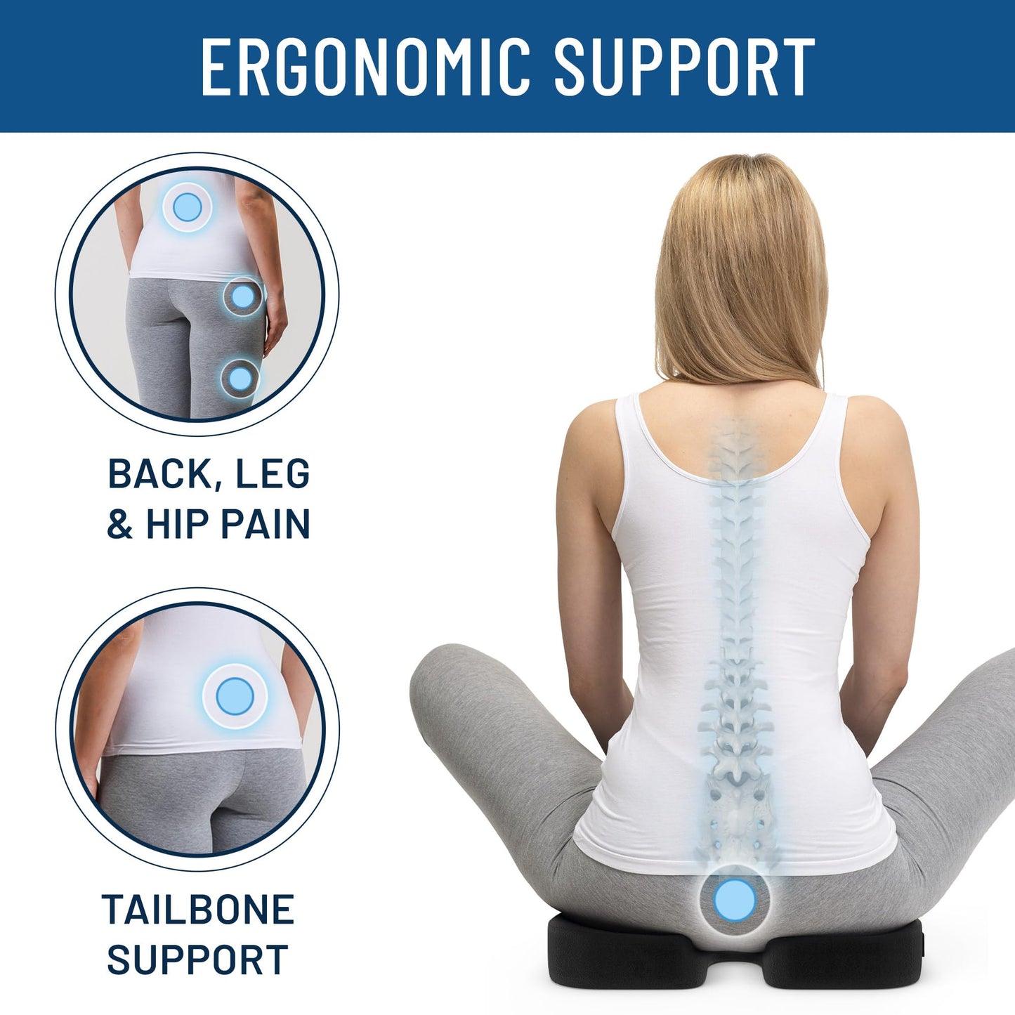 Everlasting Comfort Car Seat Cushion for Driving - Wedge Car Cushion for Office, Travel, Gaming Chair - Memory Foam Booster Seat - Non-Slip, Washable Cover