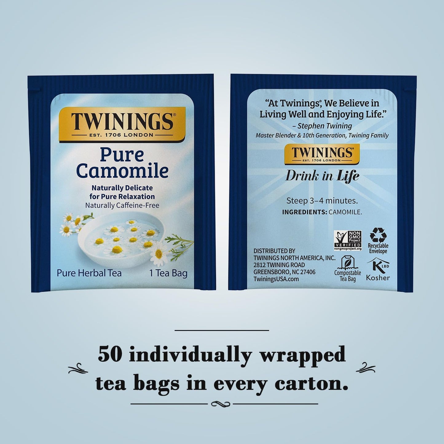 Twinings Bedtime Tea Variety 2-Pack Pure Camomile Teabags and Superblends Camomile, Cinnamon & Vanilla + Melatonin Tea, Naturally Caffeine-Free