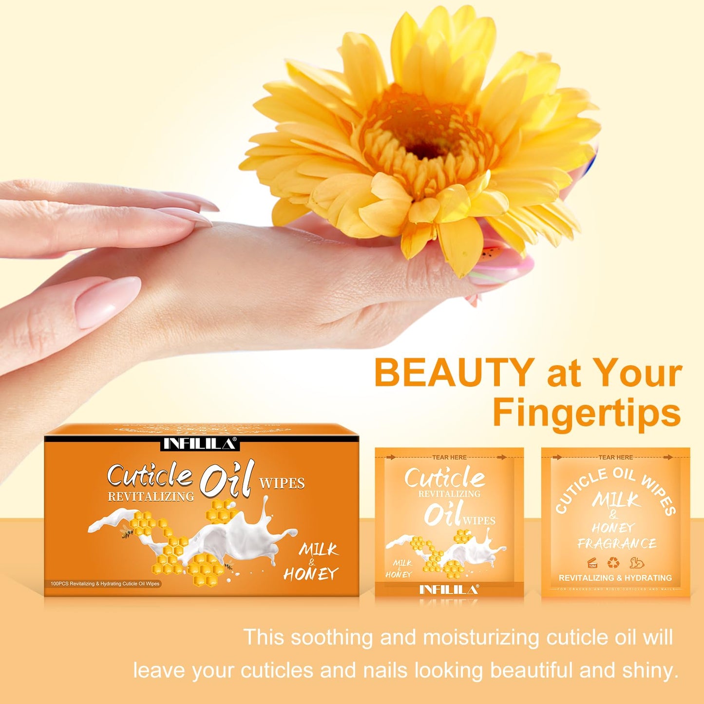 NXJ INFILILA Cuticle Oil for Nails 3.3 Fl Oz, 100Pcs Mini Cuticle Oil Bulk, Hydrating Cuticles Care Product Ttravel Size Nail Honey, Cuticles Repair and Nails Care (Milk & Honey) (100 PCS)