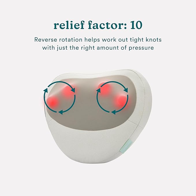 Homedics Heated Shiatsu Massage Pillow for Neck, Back and Shoulder Pain. Portable, Cordless Deep Tissue Massager. Create Your Own Massage Chair, for Bed, Floor, or Couch