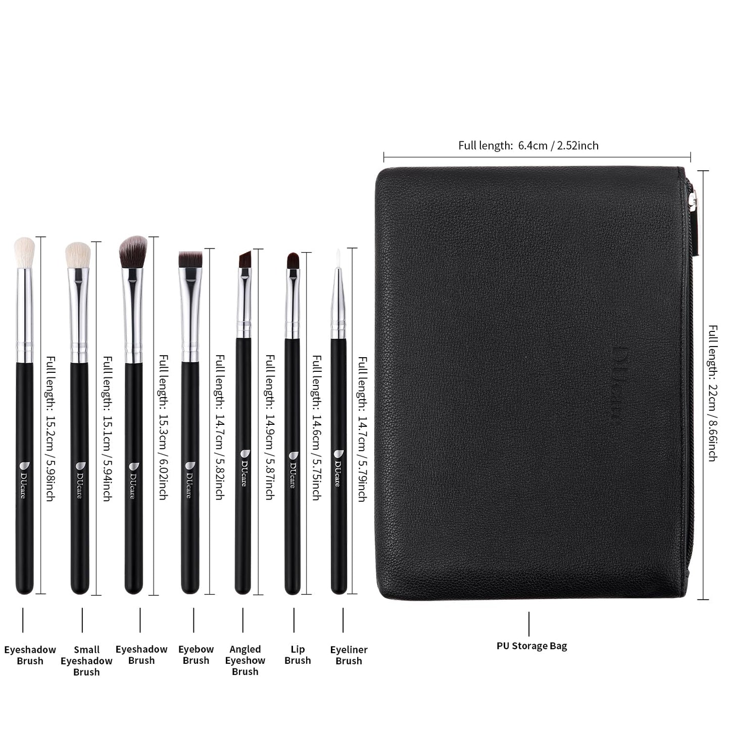DUcare Makeup Brushes with Bag,15Pcs Makeup Brush Set Christmas Gift Travel Kabuki Foundation Blending Blush Eyeliner Shadow Brow Concealer Brushes Kit Black