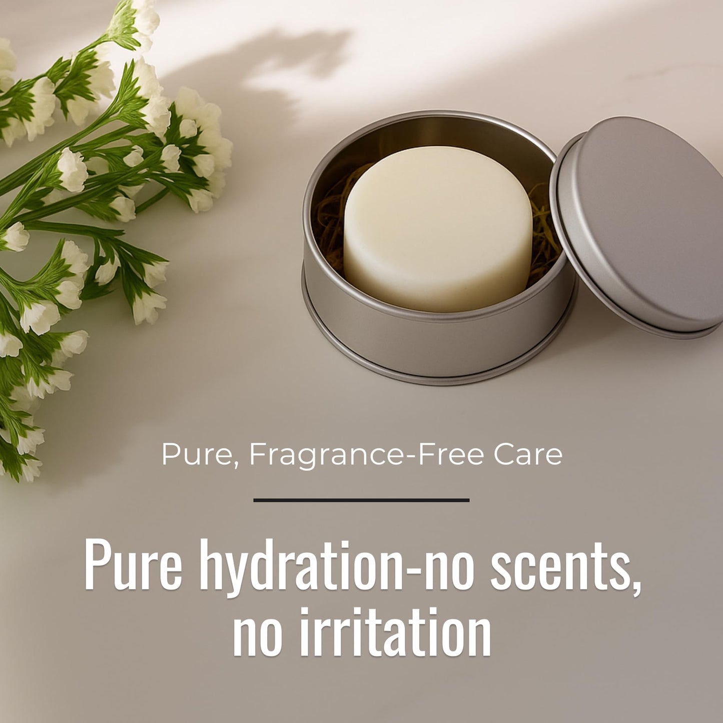 ZWS Essentials Simply Unscented Conditioner Bar, Vegan Solid Hair Conditioner for Sensitive Scalps & Fragrance-Free Care, Zero Waste, Travel-Friendly