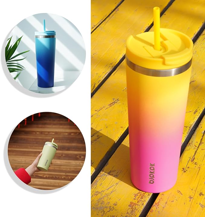 BJPKPK 22oz Stainless Steel Insulated Tumbler With lid And Straw Travel Coffee Thermal Tumblers Cup For Women And Men,Navy Blue