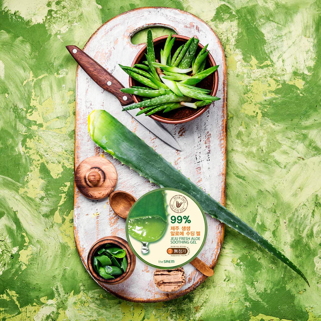 THESAEM Jeju Fresh Aloe Soothing Gel 10.1 fl. oz. (300ml) - 99% Aloe Vera, Hydrates & Dry, Itchy & irritated Skin