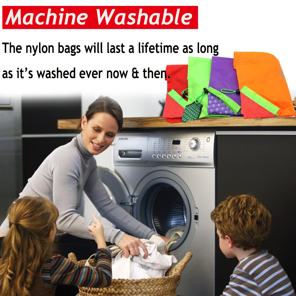 Dodkes 10PCS Fruits Reusable Grocery Shopping Tote Bags Folding Pouch Storage Convenient for Travel