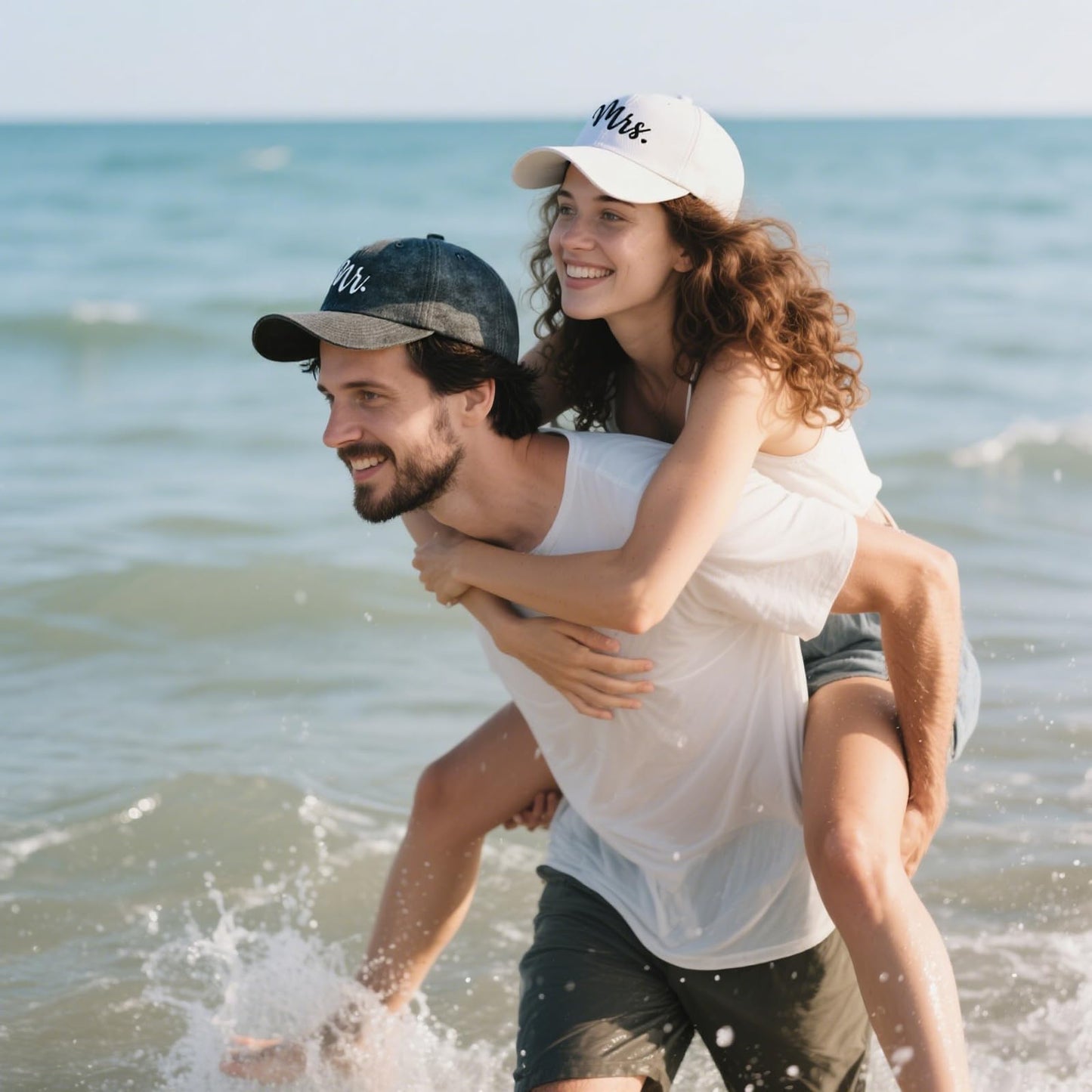 Wodeal Mr & Mrs Newlywed Couple Hats, Matching Wedding Honeymoon Baseball Cap, Adjustable Cotton Bride and Groom Gift Set Black