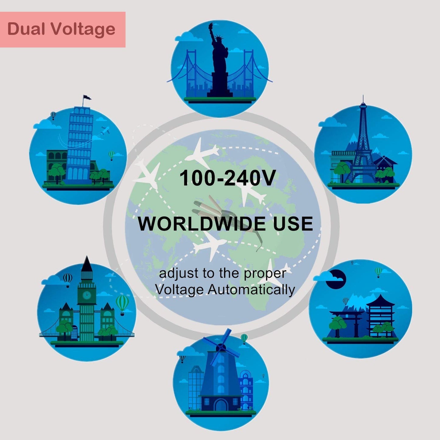 2 in 1 Travel Curling Flat Iron Dual Voltage Mini Hair Straightener and Curler (Rose Gold)