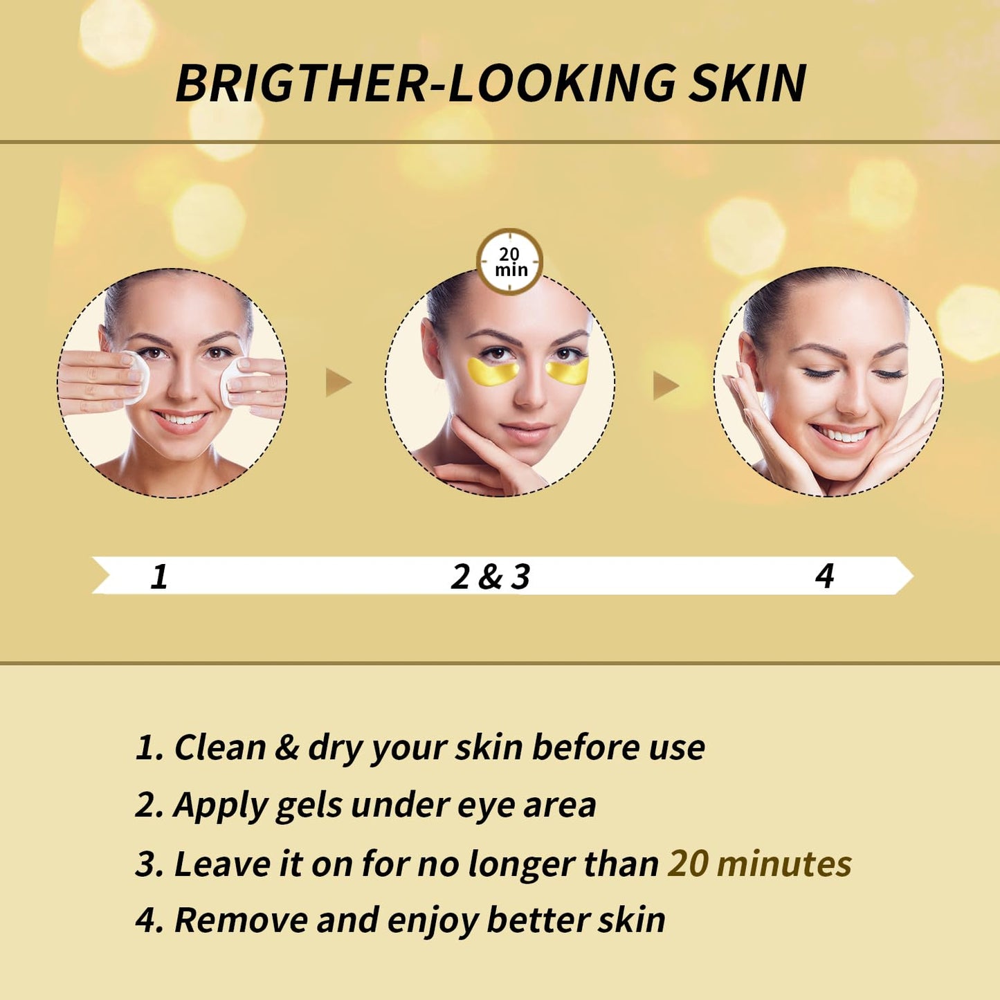 ceedoo Under Eye Patches - 24 Pairs Gold Under Eye Mask for Puffy Eyes, Dark Circles, Eye Bags, Wrinkles, Collagen Eye Gels with Rejuvenating Treatment, Gifts for Women