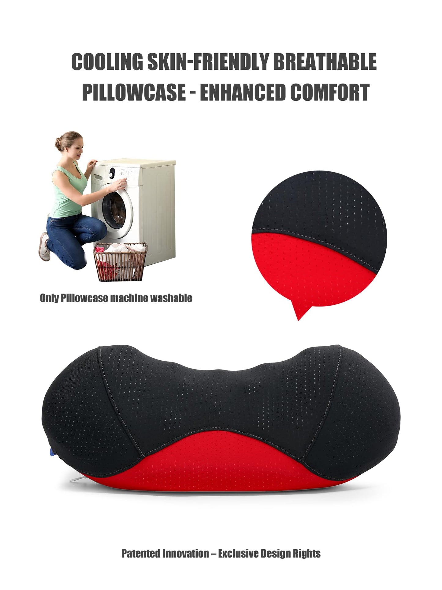 Bespilow Patented Dual-Layer Cervical Neck Roll Pillow-Comfort Top + Firm Memory Foam Base,Ergonomic Contour Support,Cooling Breathable Case- Relieves Neck Pain from Office,Travel,Sleep& Poor Posture