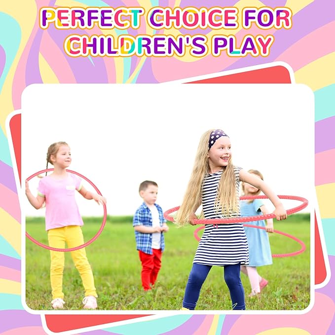 2 Pcs Toy Hoop Exercise Hoop Detachable Adjustable Plastic Toy Ring Playground Equipment for School Colored Circles Exercise Ring for Teens Dog Agility Equipment(Pink,23 Inch)