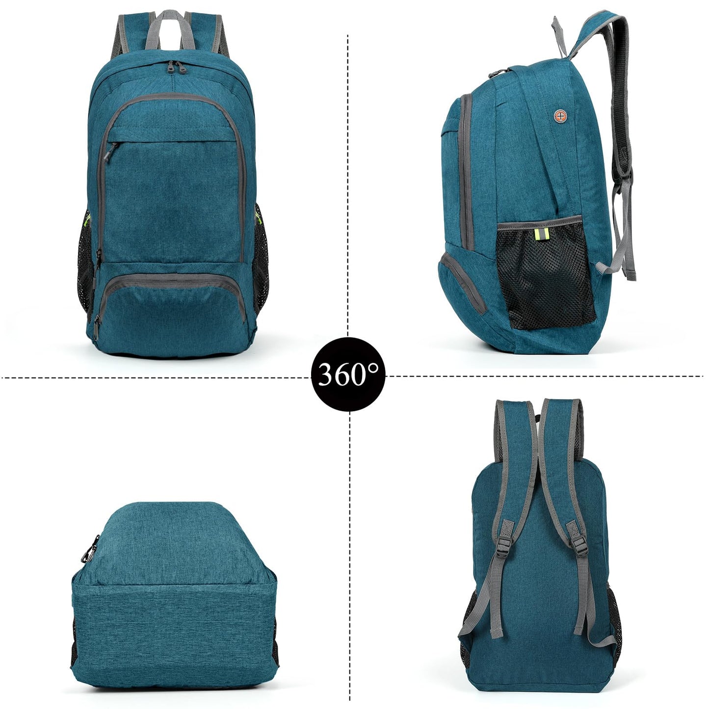 TANTOMI Small Hiking Backpack, 25L Ultralight Foldable Camping Backpack Breathable Travel Backpacks Hiking Daypack for Men Women (Teal Blue)