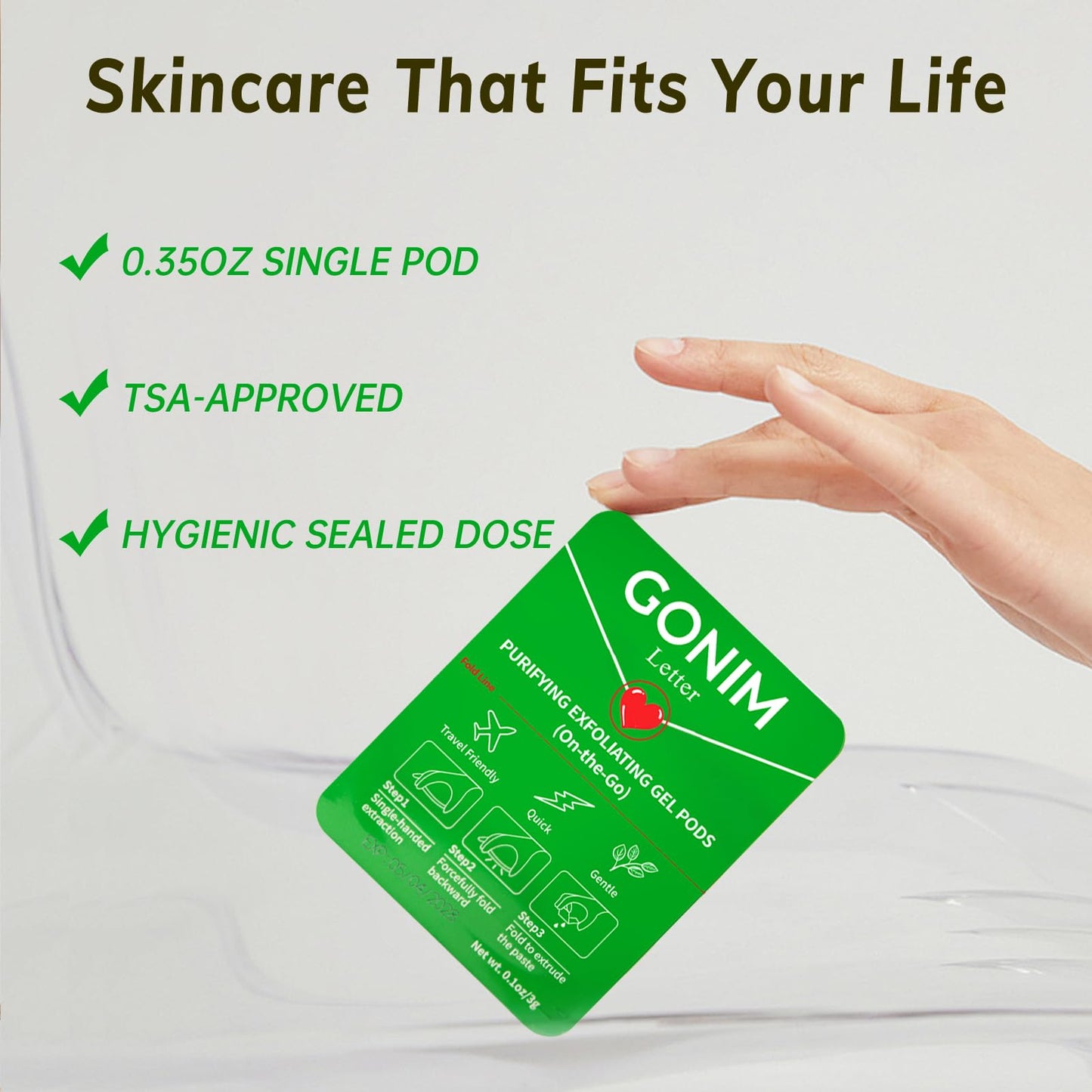 GONIM Exfoliating Facial Cleanser with Hyaluronic Acid, Exfoliating Face Wash, Oil-Free Gentle Face Exfoliator Pore Cleaner, Non-Comedogenic Face Scrub Peeling Gel, Weekly Dead Skin Remover, 15count