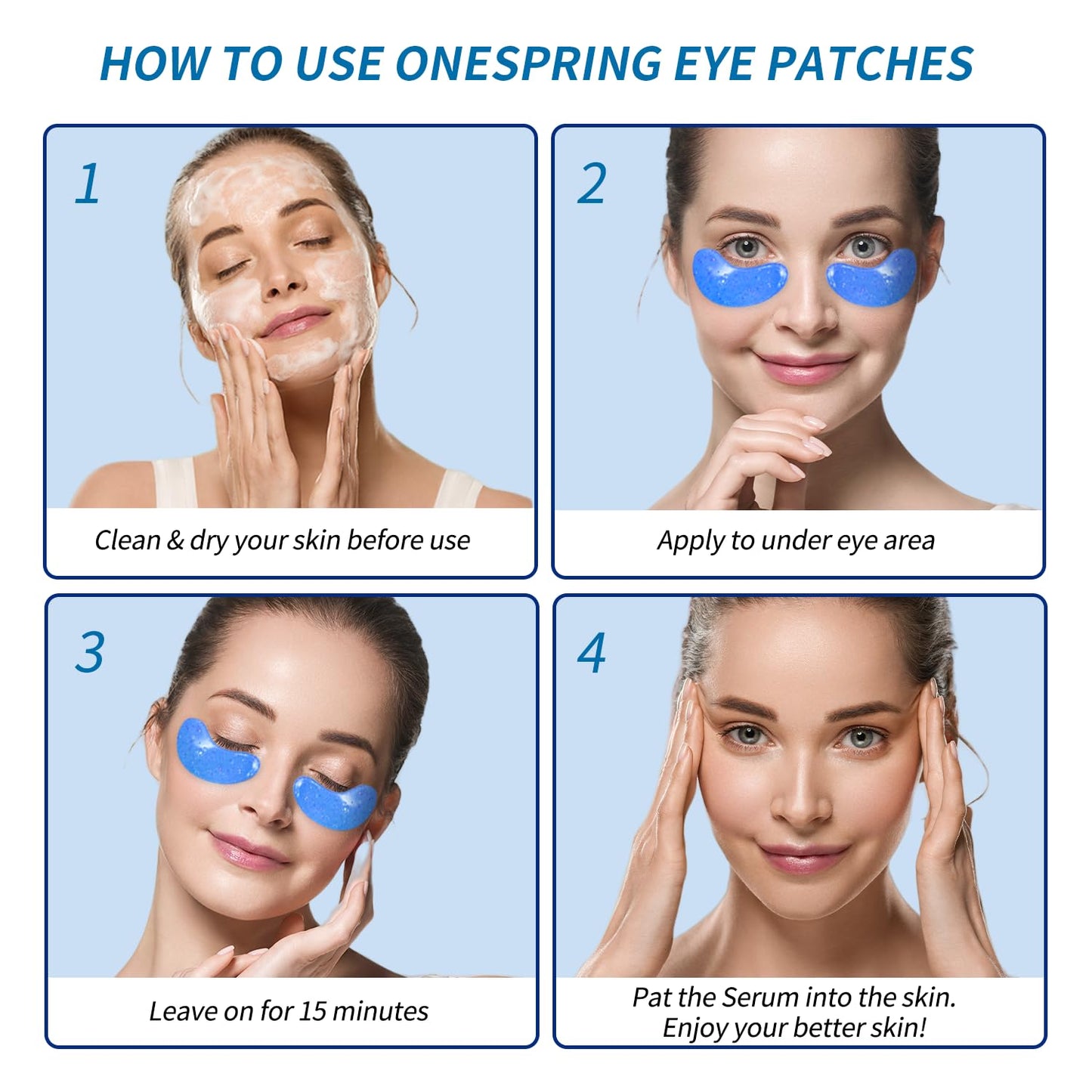 Onespring Eye Gel Pads (24 Pairs) - Under Eye Patches for Puffy Eyes, Wrinkles, Dark Circles, Natural Collagen Eye Gels, Under Eye Mask Patches for Face to Soothe Puffiness, Eye Bags