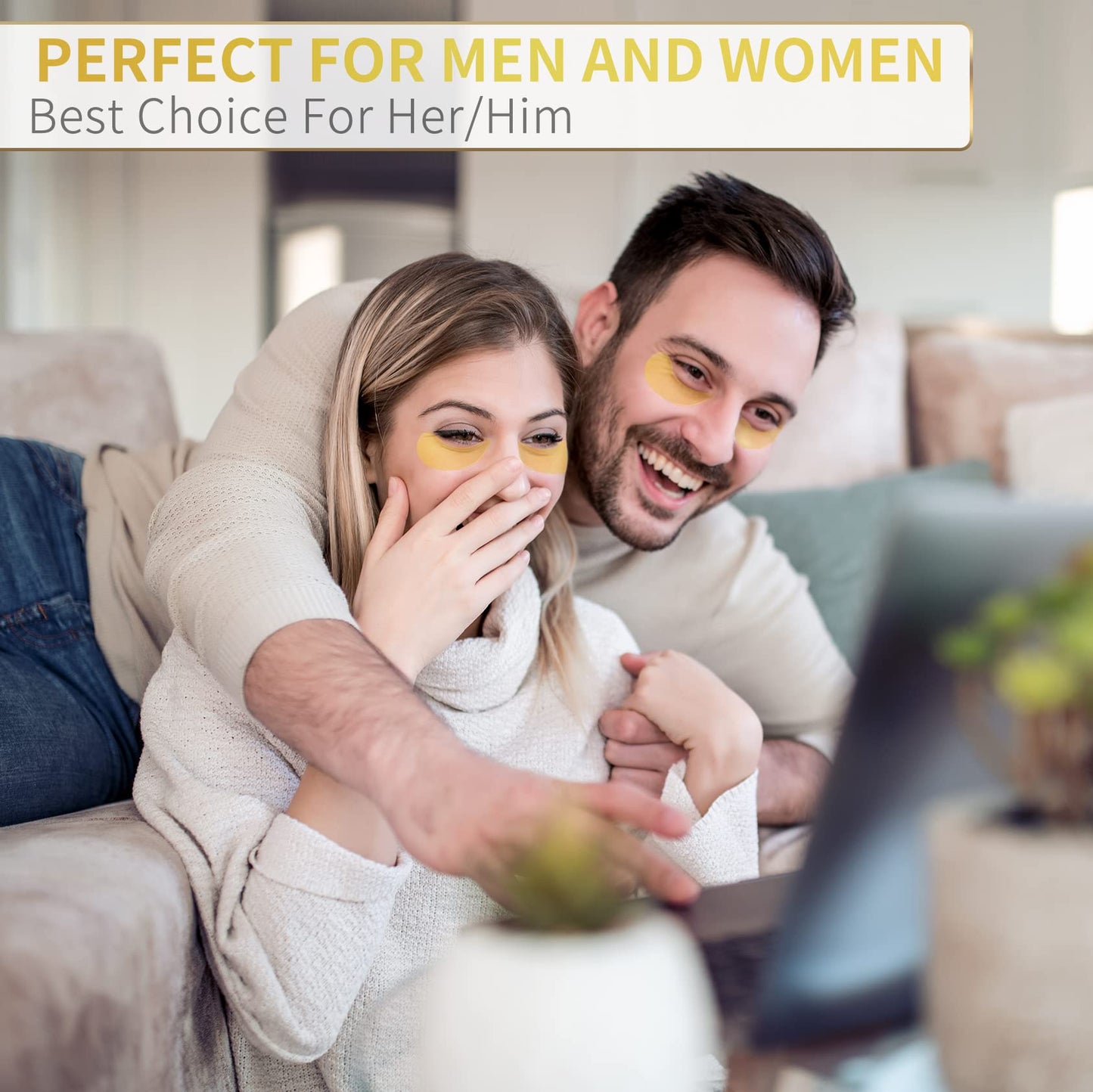 NAZANO 24K Gold Under Eye Patches - 60 Pack for Puffy Eyes, Dark Circles, Bags & Wrinkles with Collagen & Hyaluronic Acid