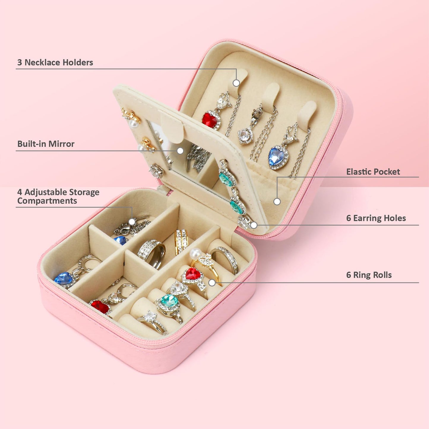 Nuozme Bling Sparkly Initial Jewelry Case,Personalized Gifts for Teen Girls,Kids,Women,Brides, Bridesmaids, Glitter Rhinestone Travel Jewelry Box,Easter Birthday Christmas Gifts, Small Size (Purple A)