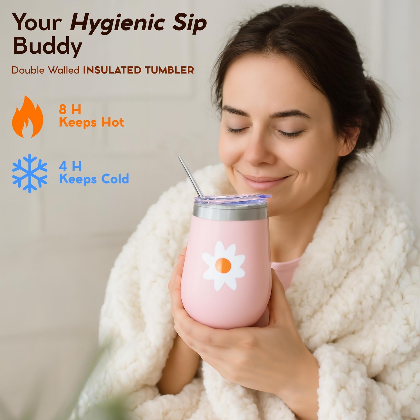 DaisyBee(7PC) Birthday Gift Hamper for Women, Get Well Soon Gift Set, Self Care Gifts for Girls with Cozy Blanket, Bow Headband, Aroma Candle, Tumbler, Mothers Day Gifts, Relaxation Care Package Set