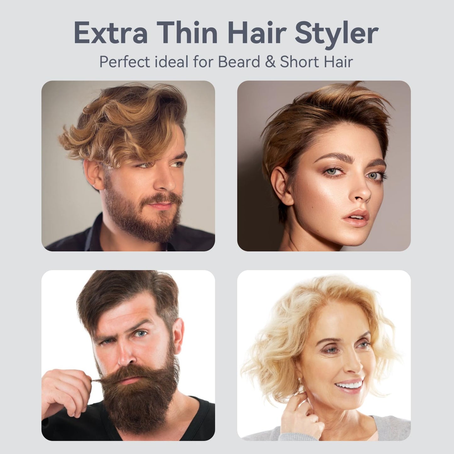 VIKICON Cordless Mini Hair Straightener: 3/10" Small Pencil Flat Iron for Short Hair & Beard - Ceramic Thin Plate, 3 Temp Settings, Travel-Friendly with Auto Shut-Off - Birthday Gift for Men & Women