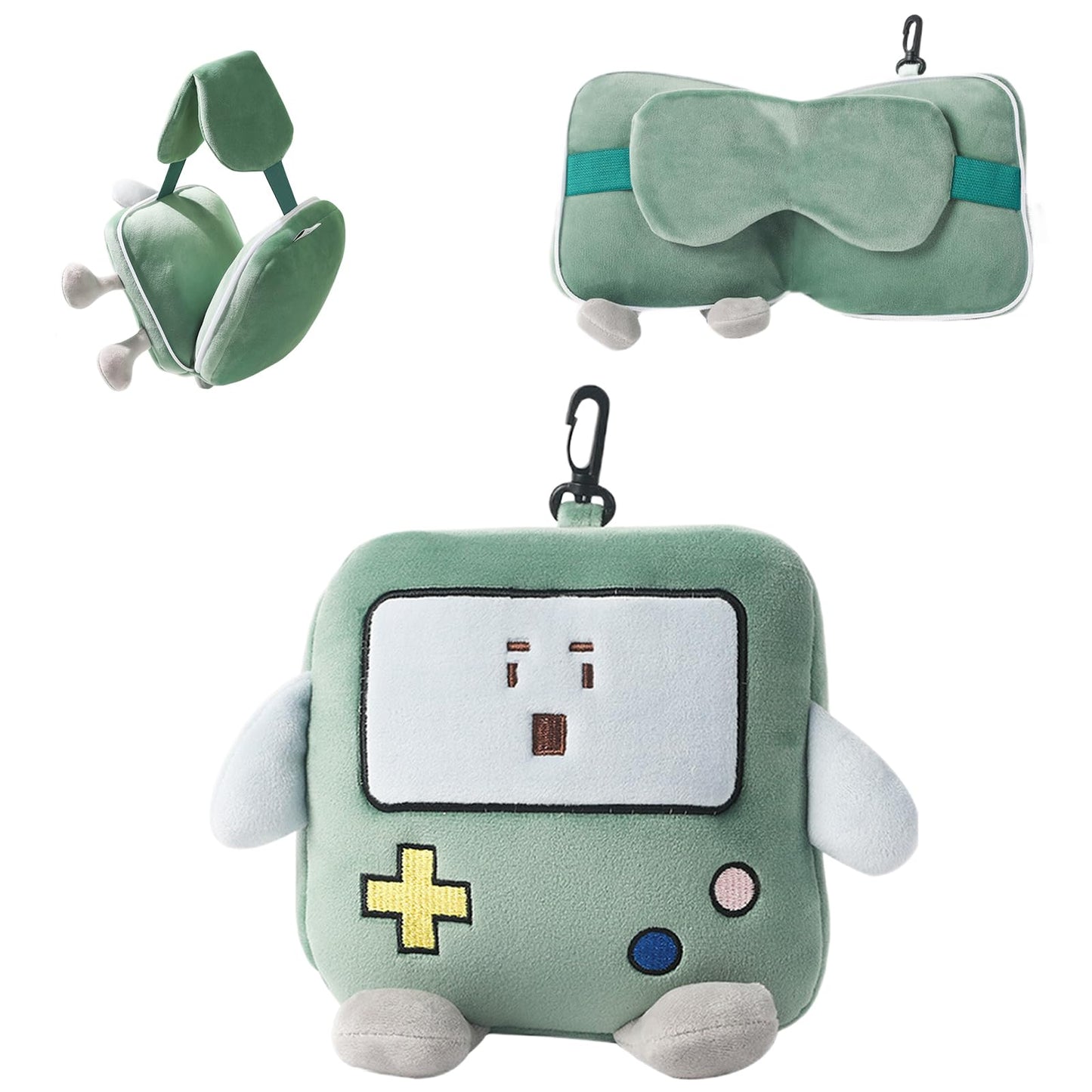 Cartoon Game Console Pillow Eye Mask 2 in 1 for Travel - Comfortable Travel Pillow and Sleep Mask Combo, Portable Airplane Pillow for Long Flight