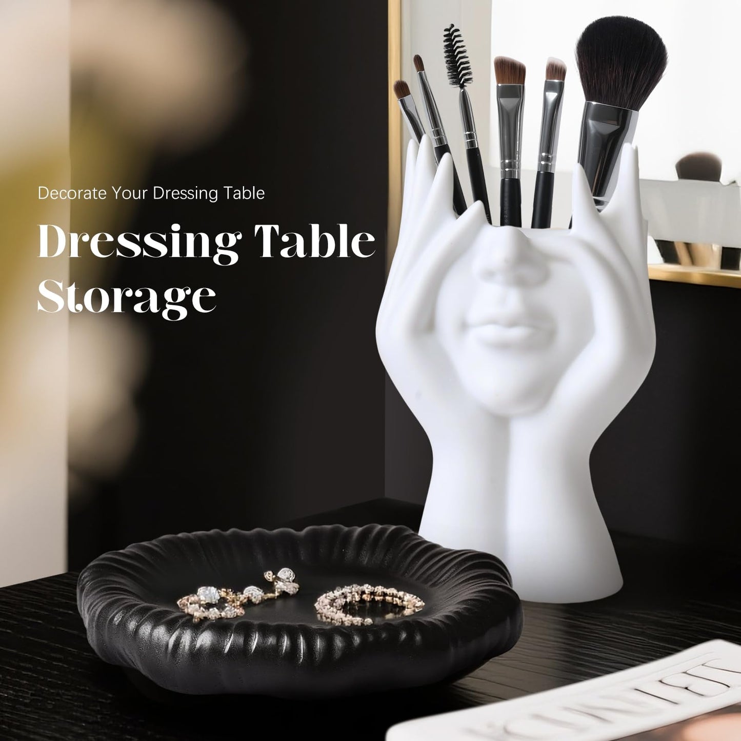 Golray Birthday Gifts for Women Self Care Spa Basket with Mug/Makeup Brush Holder/Jewelry Tray, Christmas Valentines Mother's Day Gift for Her Wife Sister Mom Friend Girlfriend Coworker Teacher Nurse