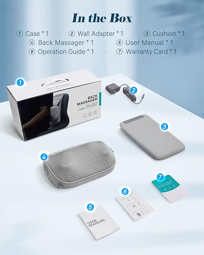 Careboda Neck and Back Massager, Shiatsu Shoulder Massage Pillow with Soothing Heat, 3D Kneading Deep Tissue Massages for Muscle Pain Relief, Perfect Gifts for Friends, Family, Lover