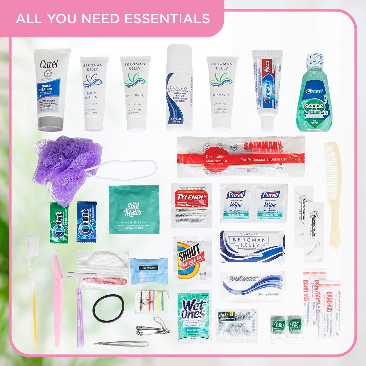 Asom Travel Toiletries Kit – TSA Approved Travel-Size 36-Piece Personal Care & Hygiene Essentials Set for Men & Women – Compact Unisex Kit for Flight, Vacation, Hotel, Gym, Camping