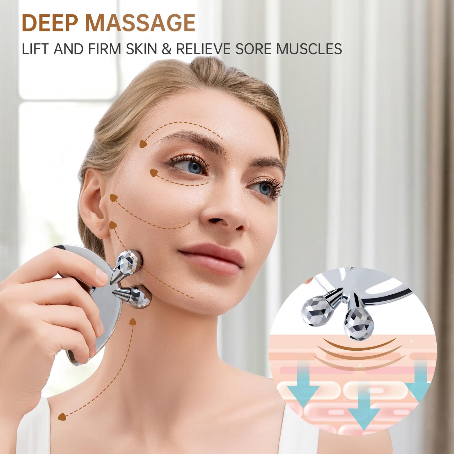 Stainless Steel Face Roller-3D Butterfly Facial Roller for Women,2-in-1 Gua Sha Facial Massager Tool for Skin Tightening,Body Gua Sha Massager Tool for Muscle Ache&Lymphatic Drainage,Decoration