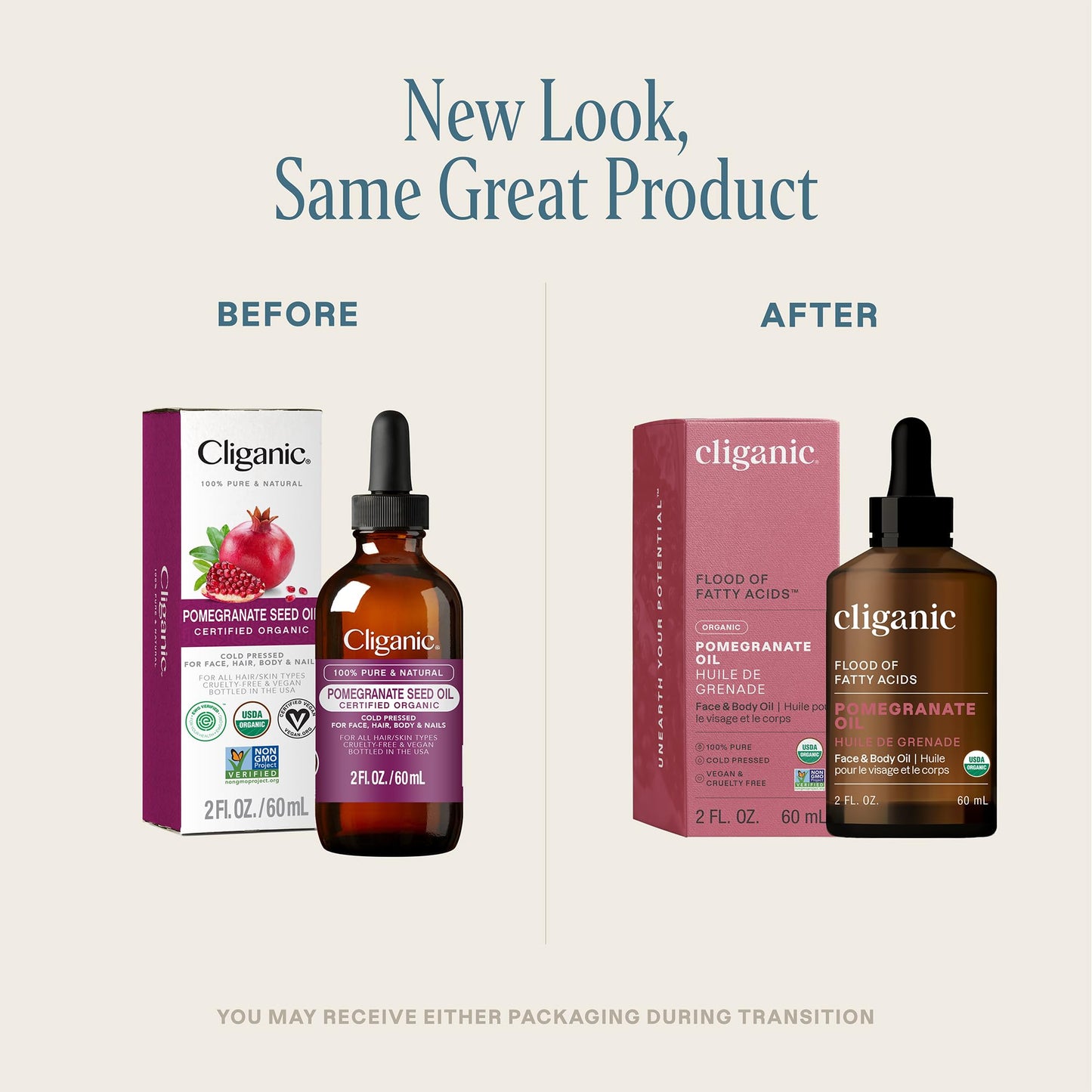 Cliganic Organic Pomegranate Seed Oil, 100% Pure (2oz) - For Face, Skin | Natural Cold Pressed Unrefined