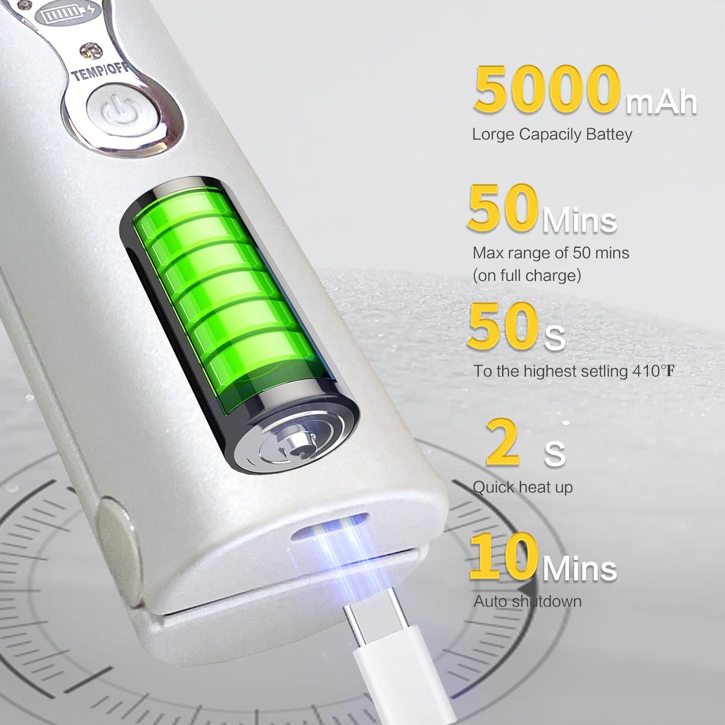 Cordless Hair Straighteners 5000 mAh Long Range Titanium Portable Flat Iron Wireless Mini Hair Straightener 2 in 1 for Straightening and Curling Travel Straightener max. 210℃/410℉ Heats Up in Seconds