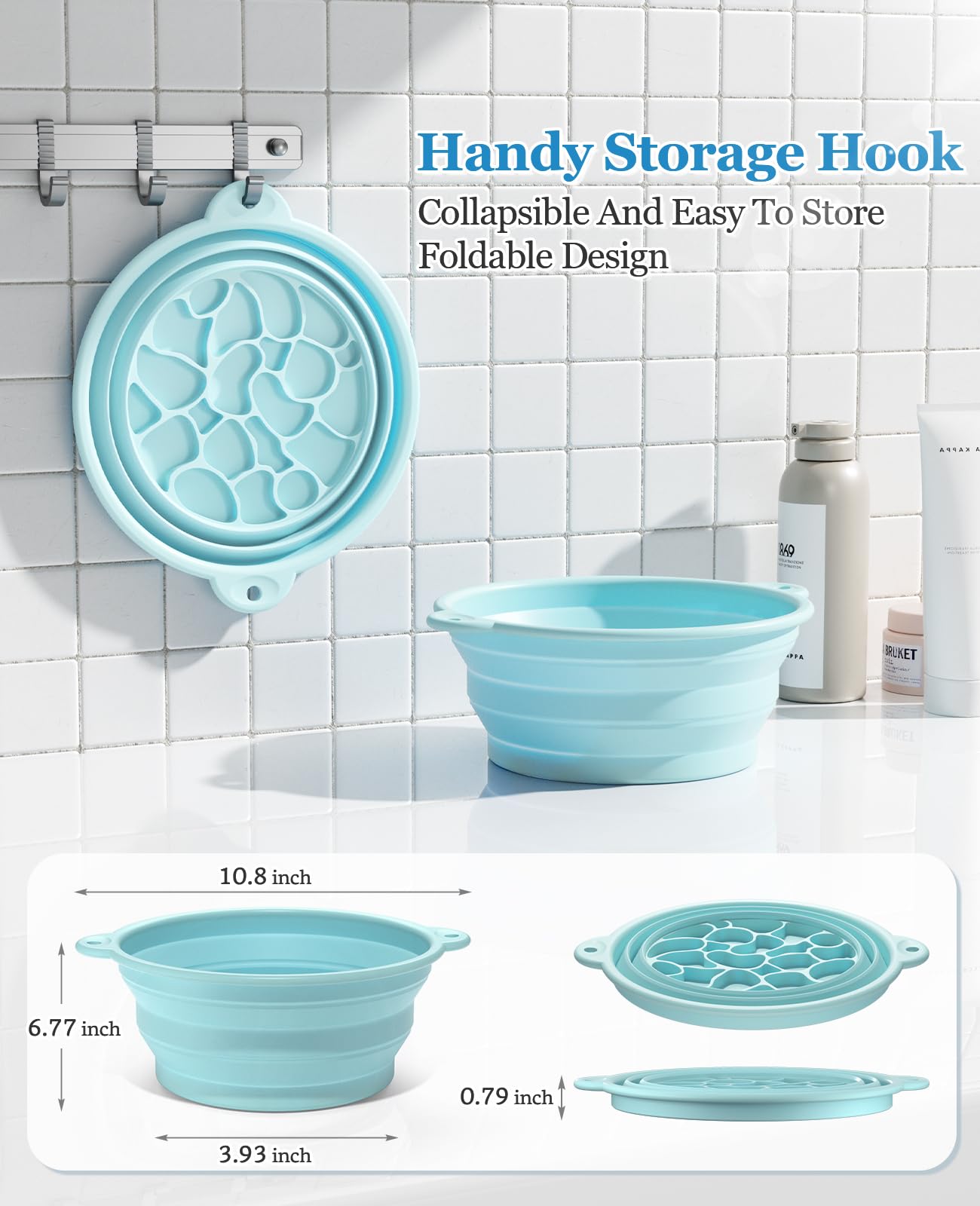 Foldable Silicone Face Ice Bath Bowl with Built-In Ice Tray, Cold Plunge Therapy for Skin Tightening, Puffiness Reduction & Acne Relief, Portable Spa Tool for Home & Travel (Blue)