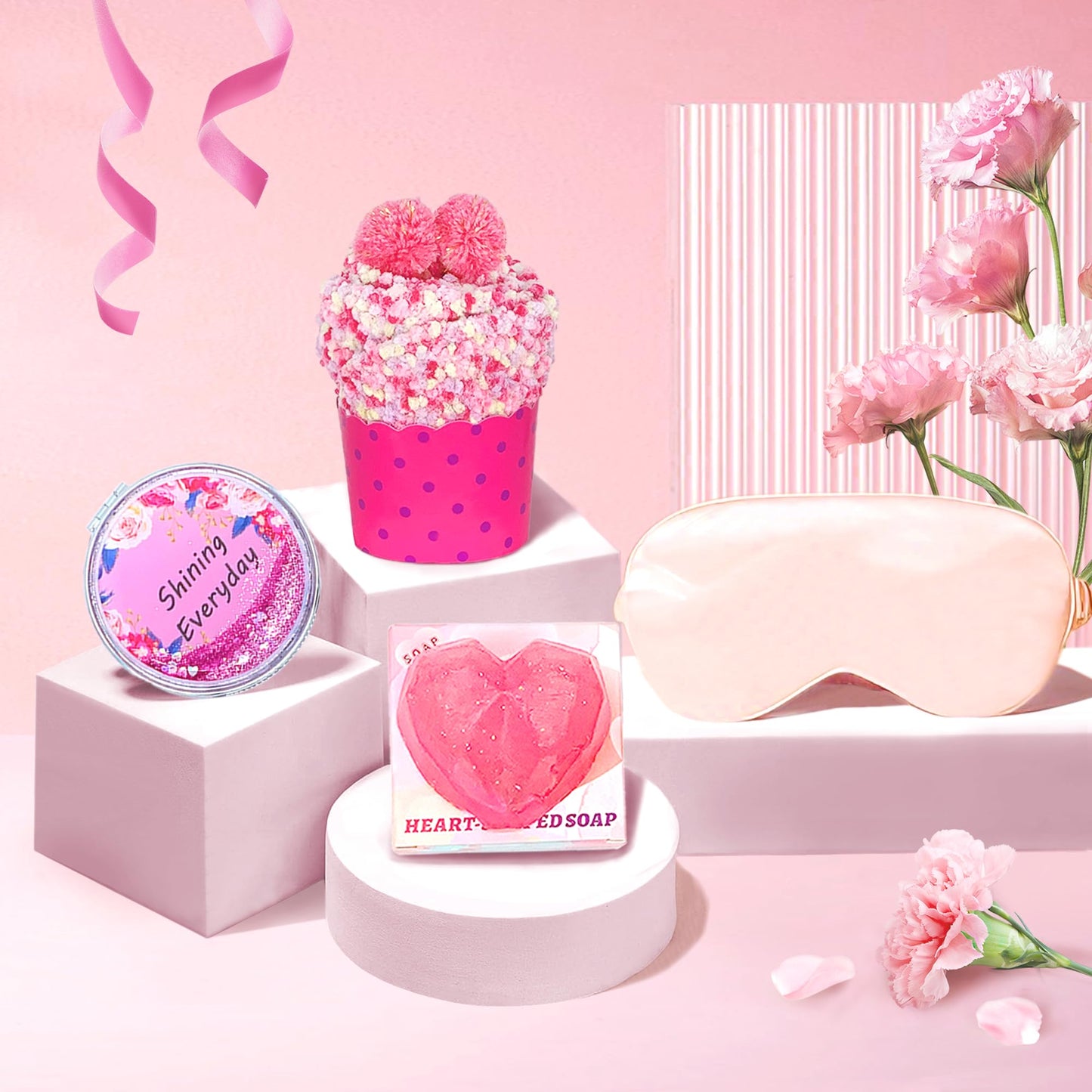 Birthday Gifts for Women Self Care Set Get Well Soon Gift Baskets, Relaxing Rose Spa Gift Basket Care Package for Women Mom Her Girlfriend Sister Teacher Best Friend Wife Grandma