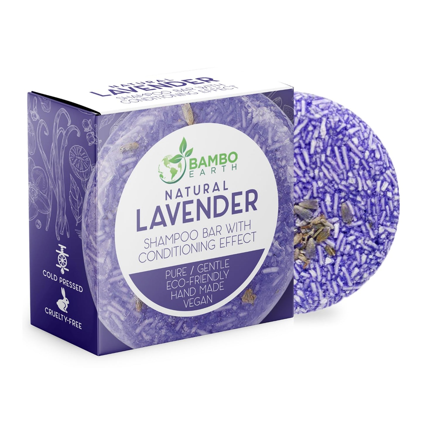 Solid Shampoo Bar And Conditioner Effect Hair Soap – 100% Organic Shampoo Bars For Hair With All Natural Plant Based Essential Oils And Zero Waste Biodegradable Packaging (Lavender)