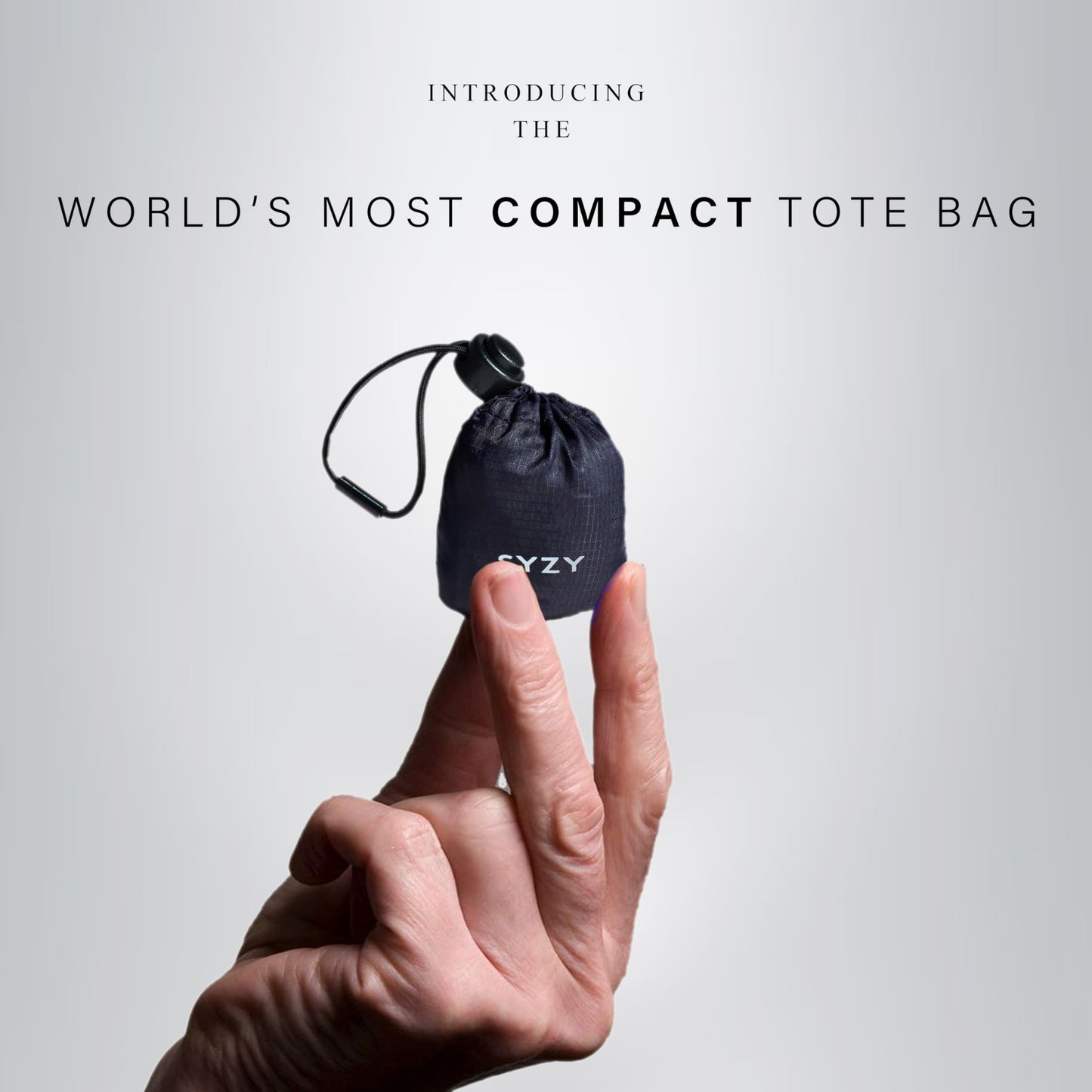 SYZY Crossbody Packable Travel Tote Bag - Portable Nylon Shopping Beach Market Bag - Reusable Collapsible Stuffable Pouch (Black)