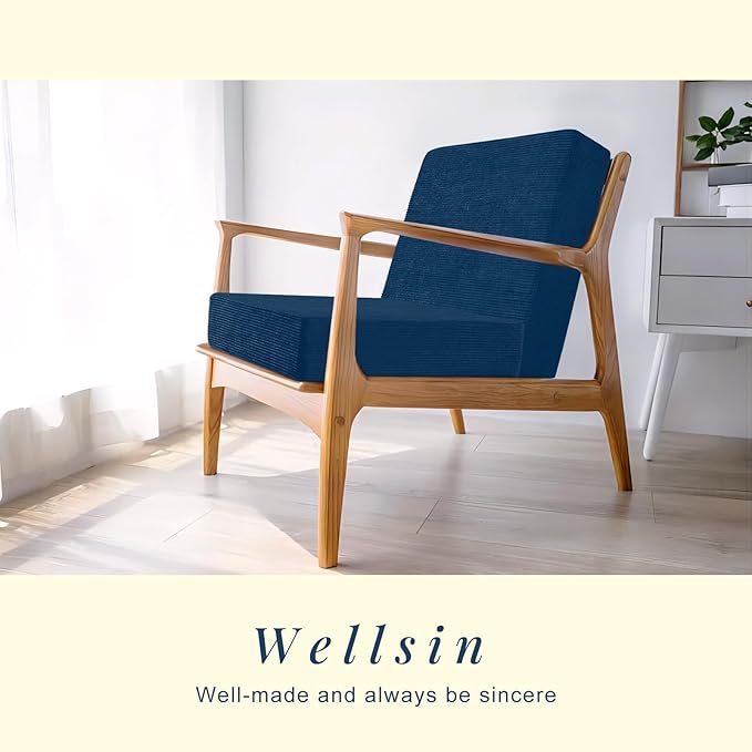 Wellsin Solid Square Floor Pillows for Adults Kids - Large Meditation Floor Pillow Seating Cushion with Thick Foam & Washable Velvet Cover, 1 Pack, 22x22x5 Inch, Dark Blue