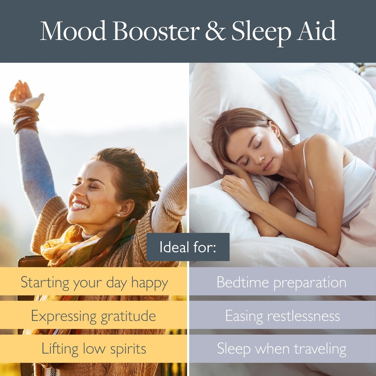 Scentered Aromatherapy Balm Stick Duo for Sleep Support & Mood Boost - Roll On Essential Oil Blends of Lemon Myrtle, Lavender, Ylang Ylang - Aromatherapy Gifts for Women - Sleep Well & Happy