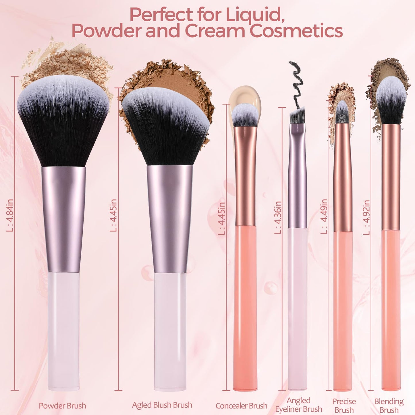 MOGILAN Travel Makeup Brush Set Mini Makeup Brushes For Foundation Concealer Eyeshadow Blush Blending & Buffing Liquid Cream Powder 6PCS Travel Size Complete Function Cosmetic Brushes Kit with Case