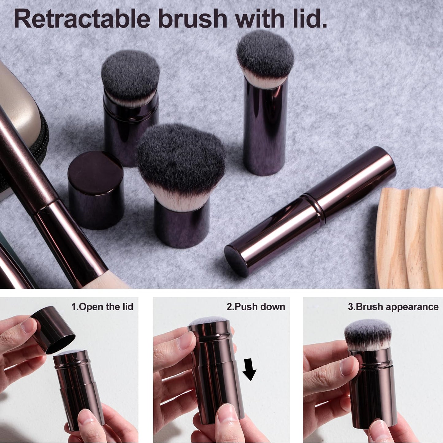 BS-MALL Professional Makeup Brush Set With Travel Case - Kabuki Brush Eyeshadow Brush, Concealer Brush, Blush Brush & Foundation Brush 20 Pcs, Labeled Daily Use & Versatile Occasions