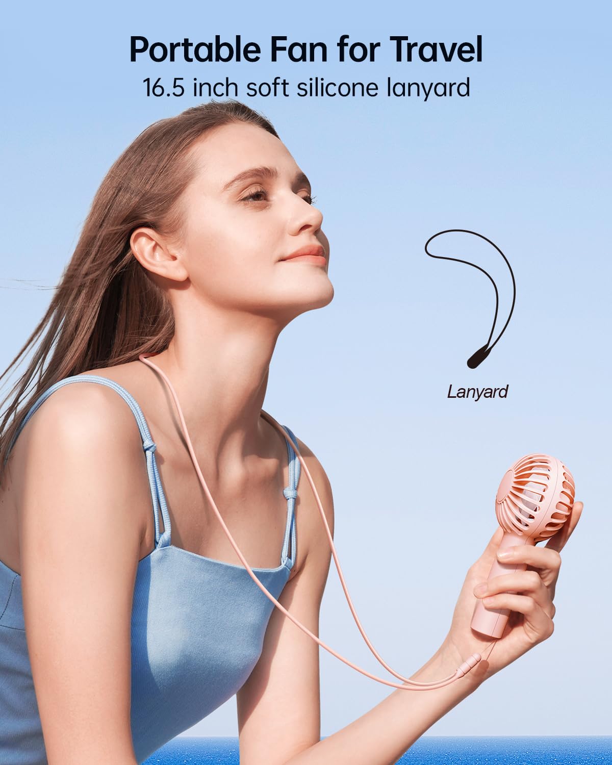 SWEETFULL Mini Portable Fan - Rechargeable Handheld Fan, 3 Speeds Personal Small Hand Gifts for Travel Essentials, Lash, Makeup, Eyelash, Kids, Girls, Women - USB, Cute Design Pink