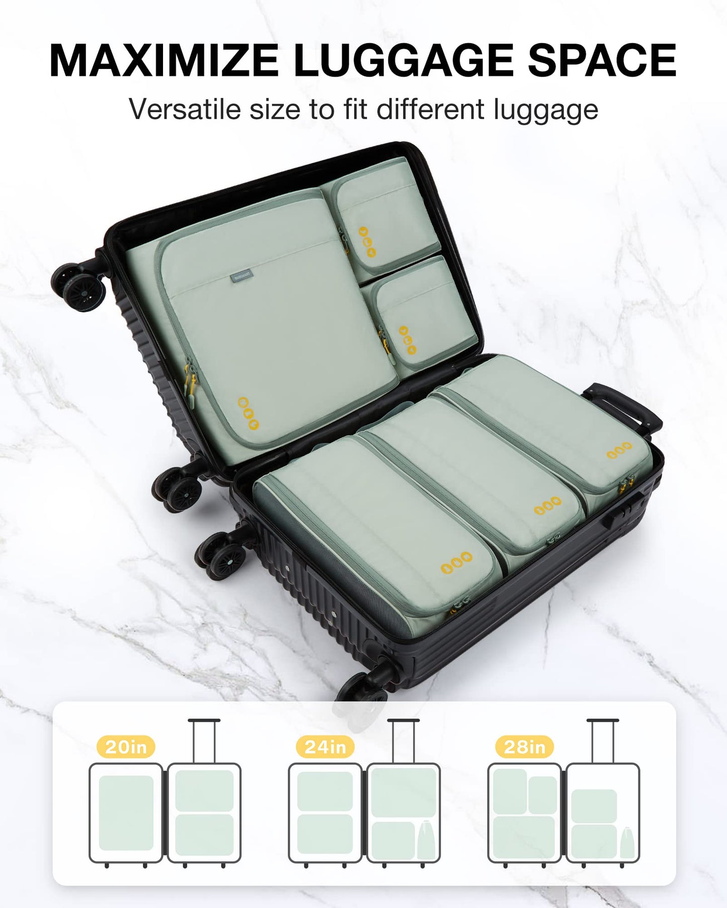 BAGSMART Keep Shape Packing Cubes for Travel, 6 Set Travel Cubes for Packing, Lightweight Suitcase Organizer Bags Set for Travel Essentials
