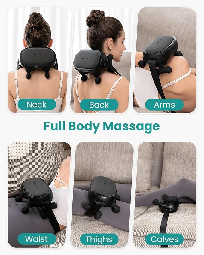 Nekteck Cordless Neck Massager, Shiatsu Neck and Back Massager with Heat, FSA Eligible Gift, Deep Tissue 6D Kneading Massage Pillow for Neck Shoulder Pain Relief, Ideal Christmas Gifts for Men Women