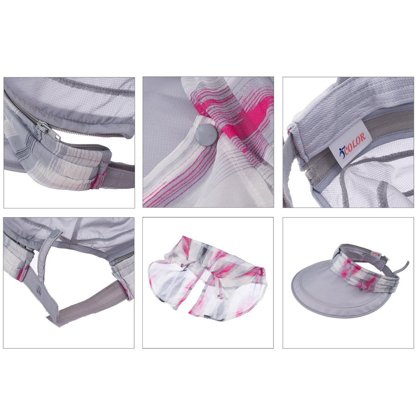 icolor Women Sun Hats UPF 50 Sun Protection Hat Summer Outdoor Neck Shield Flap Visor Hat Ponytail Hats Wide Brim Beach Hat (LightGray)