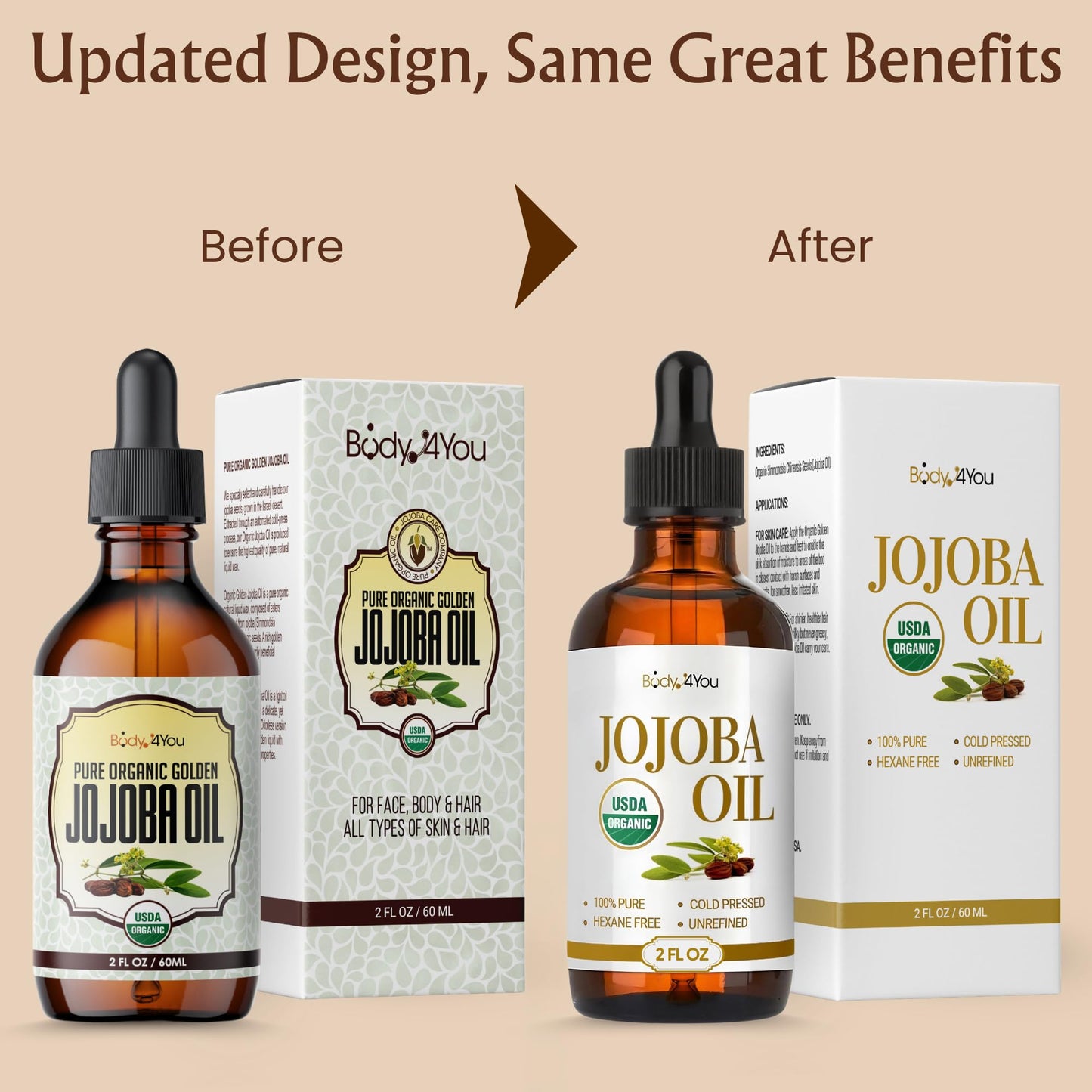 BodyJ4You Organic Jojoba Oil for Skin - USDA Organic 100% Pure Natural - Face Skin Gua Sha Facial Dermaplaning Hair Scalp Massage - Unrefined Cold Pressed Hexane Free - Base Carrier Wax - 1 Fl Oz
