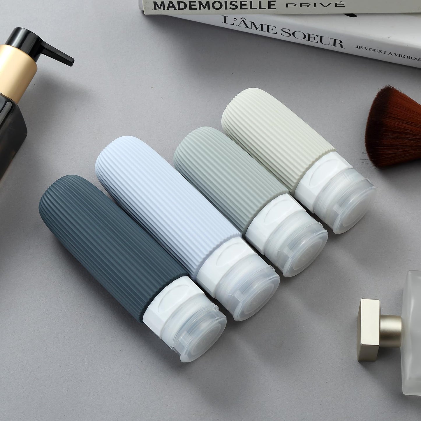 Mrsdry 16 Pack Travel Bottles Set, TSA Approved Leak Proof Silicone Squeezable Containers for Toiletries, Refillable Travel Accessories for Conditioner, Shampoo, Lotion & Body Wash Accessories