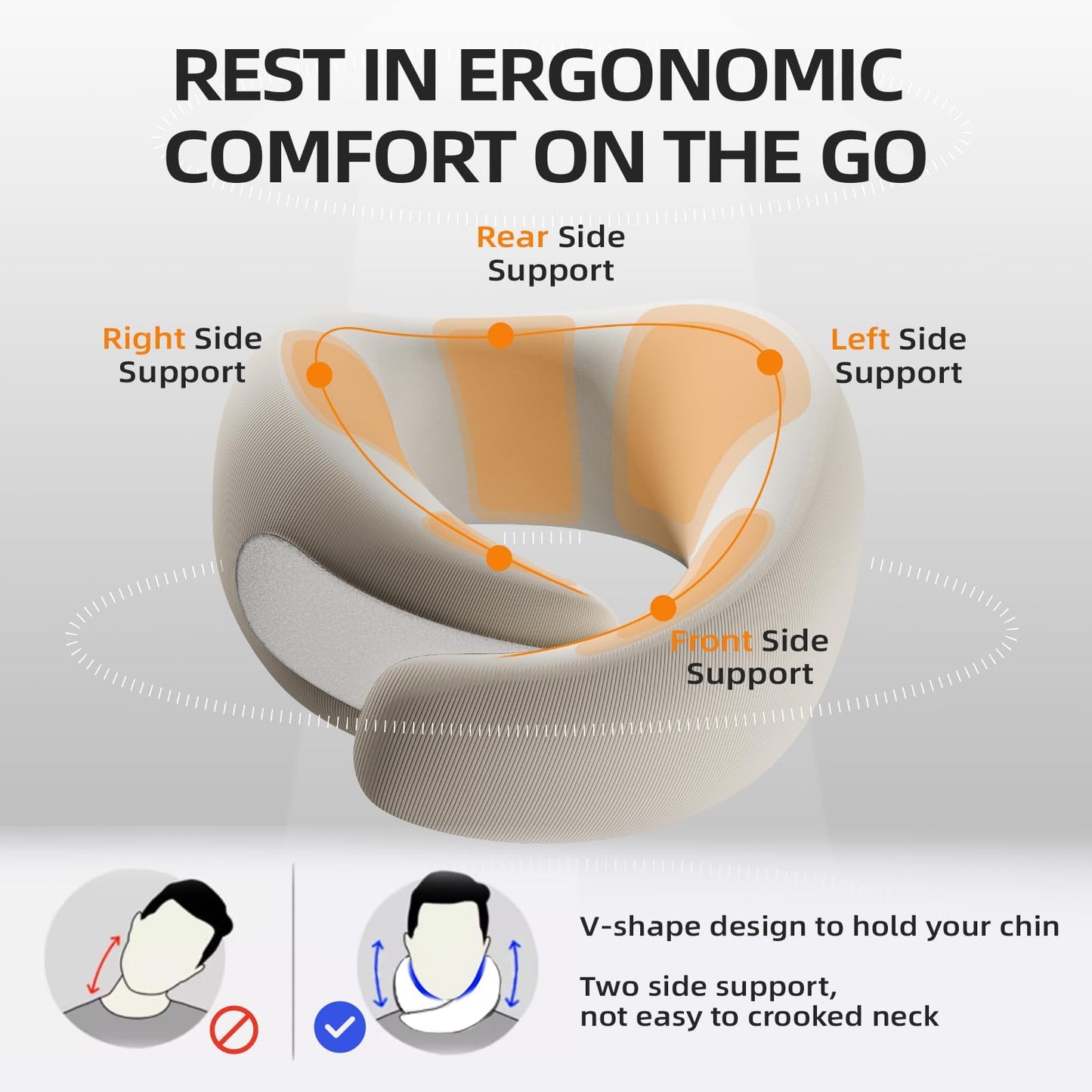 EVERY THINK Travel Pillow - Memory Foam Neck Pillow Airplane, Neck Travel Airplane Pillow for Long Flight, Portable Travel Essentials, 360º Ergonomic Support, Machine Washable (Black)