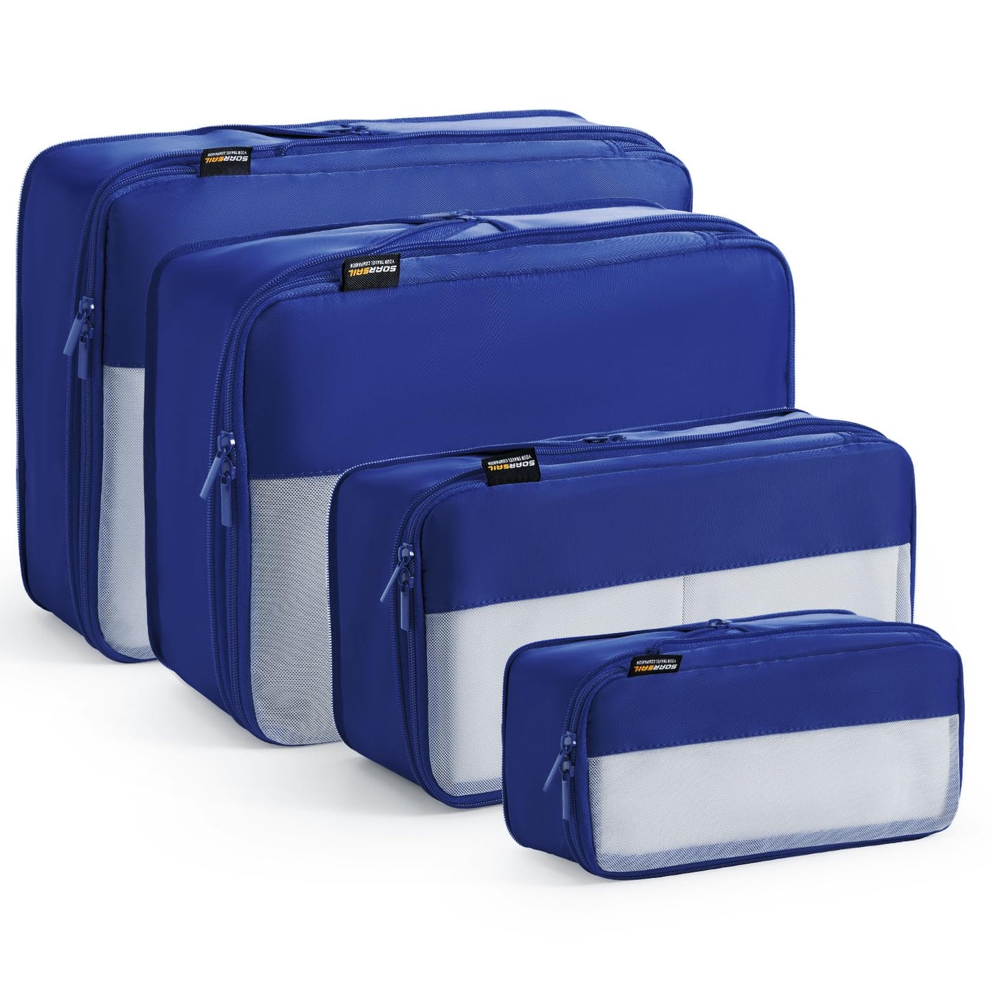 4 Set Compression Packing Cubes for Travel, Suitcases and Backpack Space Saving Organizers (Dark Blue)