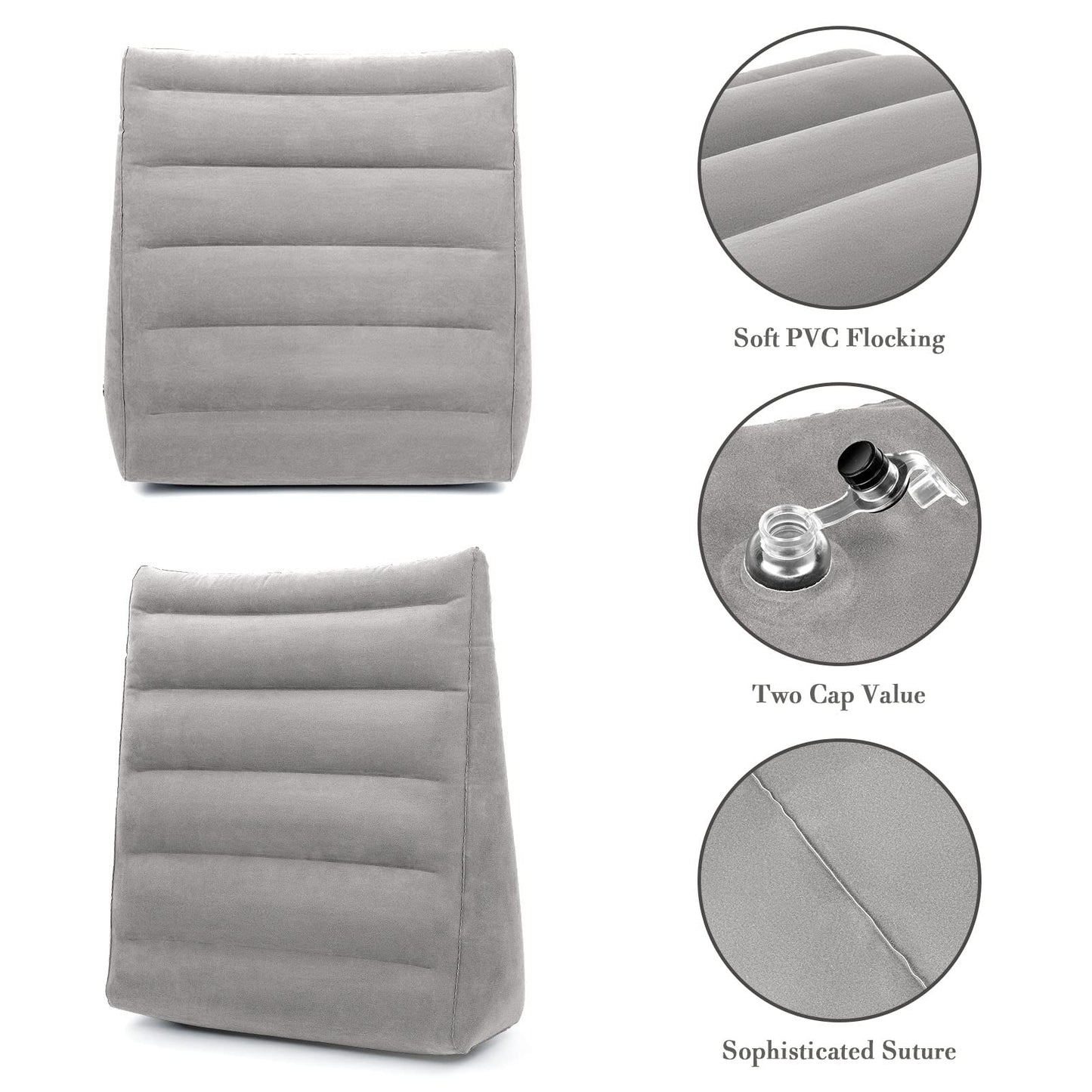 Inflatable Wedge Pillow for Sleeping, Portable Travel Wedge Pillow for Sitting in Bed, Inflatable Wedge Pillows for Travel, Blow Up Under Knee Pillow