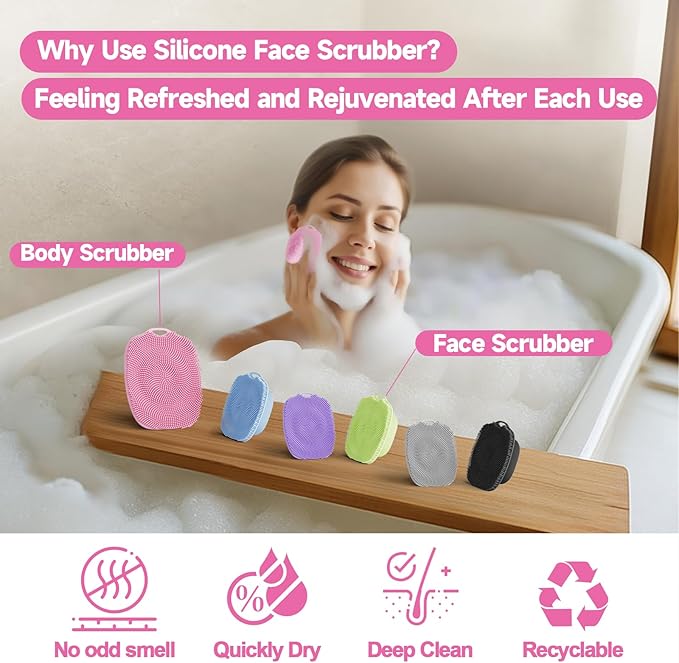 2 PCS Face Scrubber, Soft Silicone Face Exfoliator with Suction Cup for Man and Women Deep Skin Clean, Gentle Facial Cleaning Brush Suitable for All Sensitive Skin (Pink)