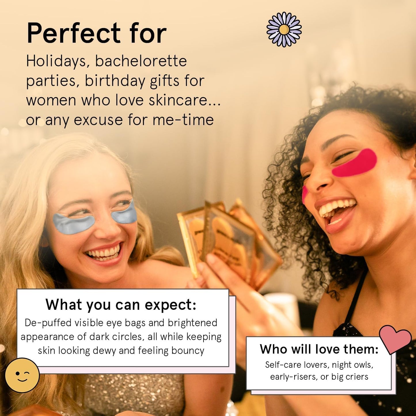 grace & stella Award Winning Under Eye Mask - Travel Size Toiletries - Bridal Shower Gifts - Gel Eye Patches for Dark Circles, Puffy Eyes, Wrinkles, Undereye Bags - Vegan - Self Care (6 Pairs, Gold)